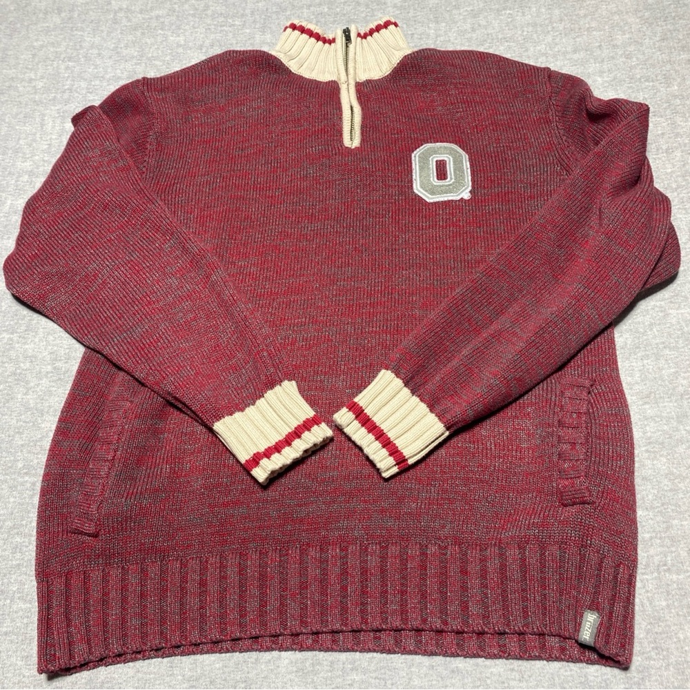 Ohio State University Sweater Mens Extra Large Red Buckeyes 1/4 Zip Varsity XL - Picture 2 of 13